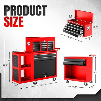 LDHTHOPI 8-Drawer Rolling Tool Chest, Assembled Metal Tool Storage Cabinet - Image 3