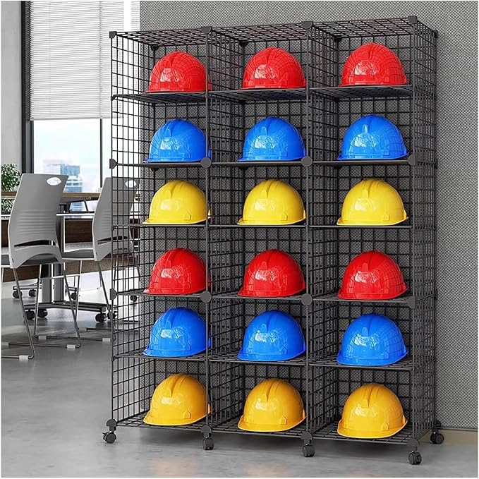 Stackable Safety Helmet Storage Boxes, Large Adjustable Hard Hat Placement by Unknown