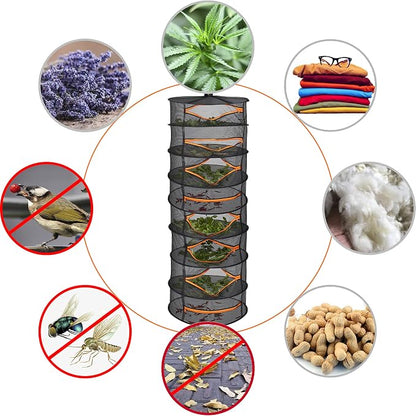 Desy & Feeci Herb Drying Rack-2ft Diameter 8 Layer Folding Mesh Hanging Basket - Image 5