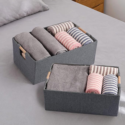 Fabric Storage Bin 3 Pack Foldable Cotton Linen Storage Basket - Image 6