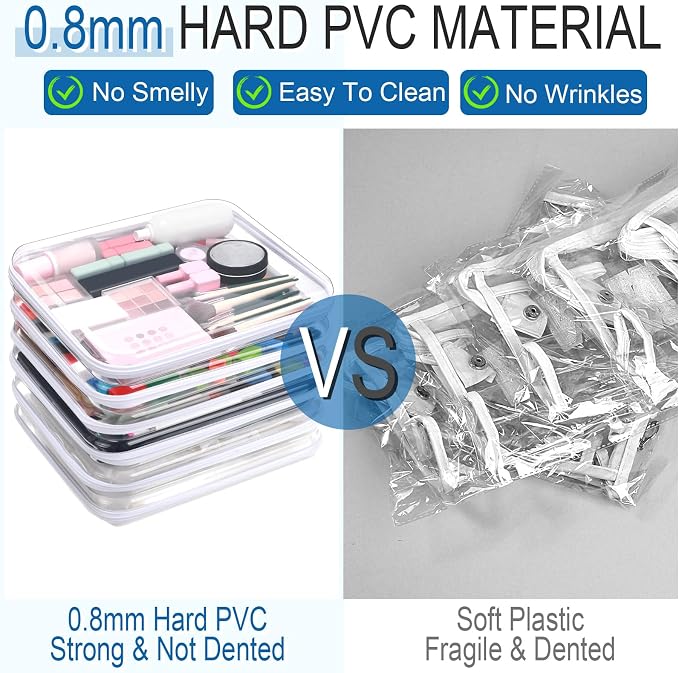 Sanwuta 6 Pcs Clear Hard Zipper Case Hard Plastic Zipper Pouches Transparent - Image 4