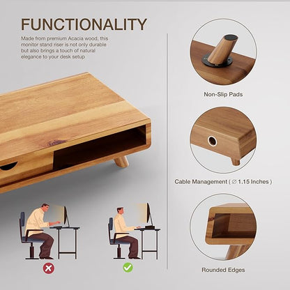 TINAMO Acacia Wood Monitor Stand - Image 5