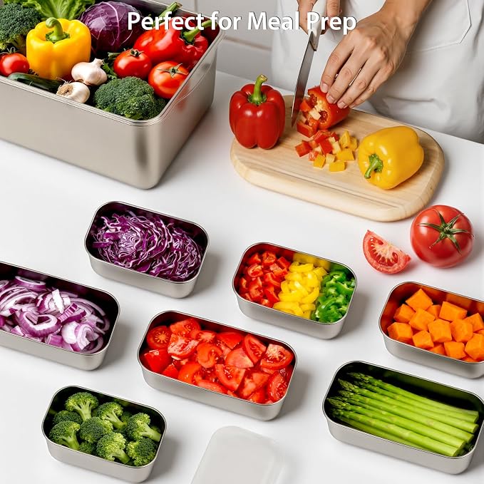 8 PCS Large Stainless Steel Food Storage Containers - Image 6
