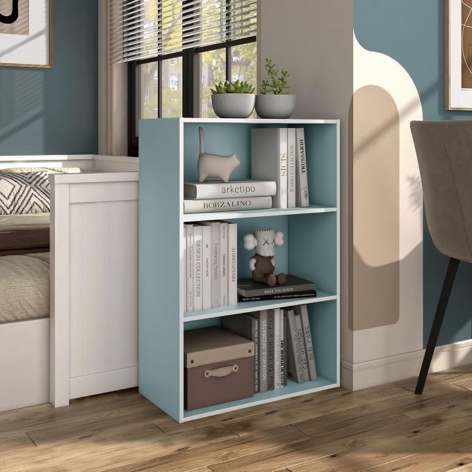 Homes: Inside + Out Apexa 3-Tier Cube Storage Organizer Shelves, Stackable Wood - Image 8