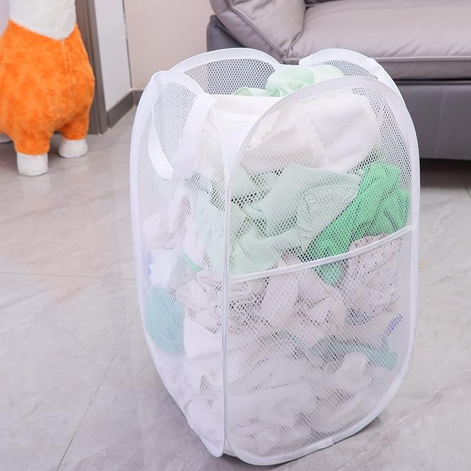 2 Pack Laundry Basket, Foldable Mesh Popup Laundry Hamper - Image 2
