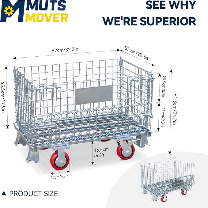 50-Gallon Folding Wire Laundry Cart - Image 7