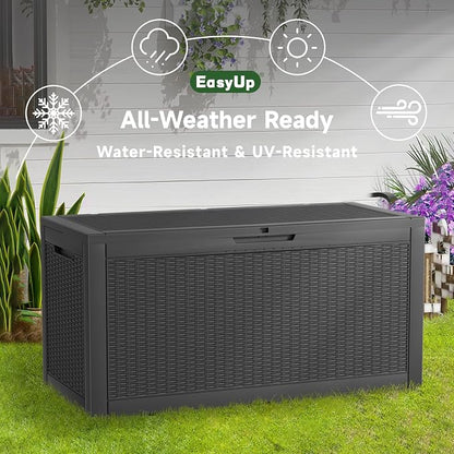 EasyUp 120 Gallon Outdoor Storage Box Waterproof, UV Resistant Resin Deck Box - Image 9