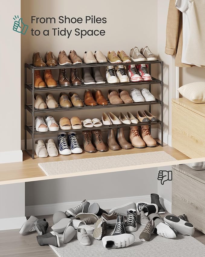 SONGMICS Shoe Rack, 4-Tier Shoe Organizer, Metal Storage Shelf, Upright or - Image 9