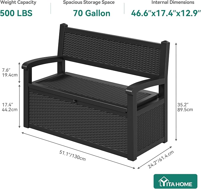 YITAHOME 70 Gallon Deck Bench - Image 7