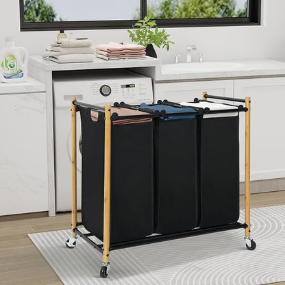 Laundry Sorter Hamper with Wheels, Heavy-Duty Laundry Basket Sorter Rolling - Image 5