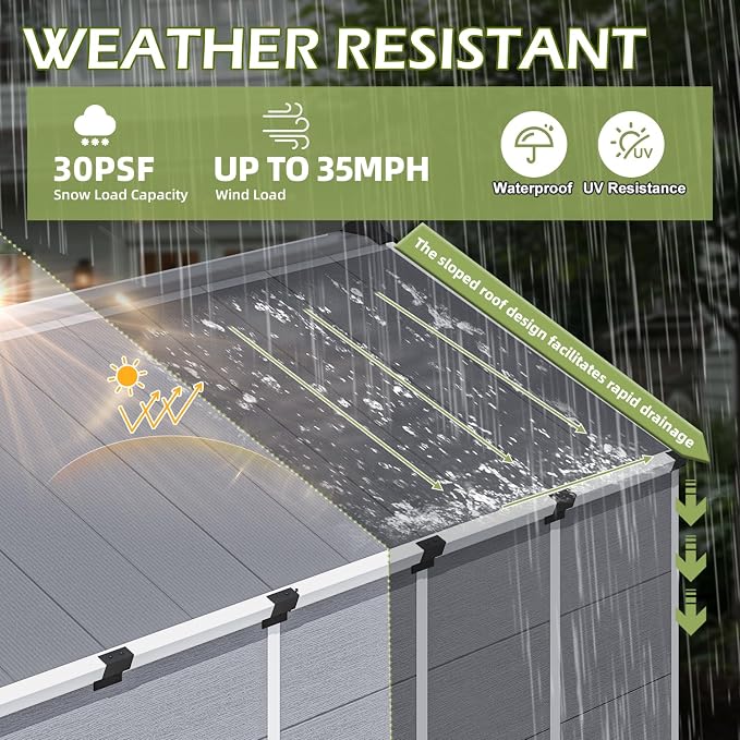 8 x 12 FT Plastic Garden Shed, Plastic Tool Shed - Image 5