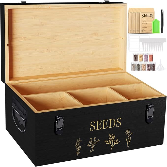 Bamboo Seed Storage Organizer, Large Garden Seed Organizer by Unknown