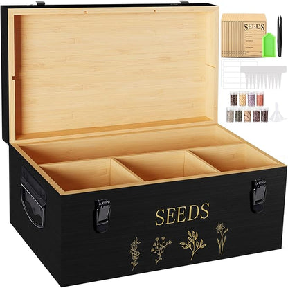 Bamboo Seed Storage Organizer, Large Garden Seed Organizer by Unknown