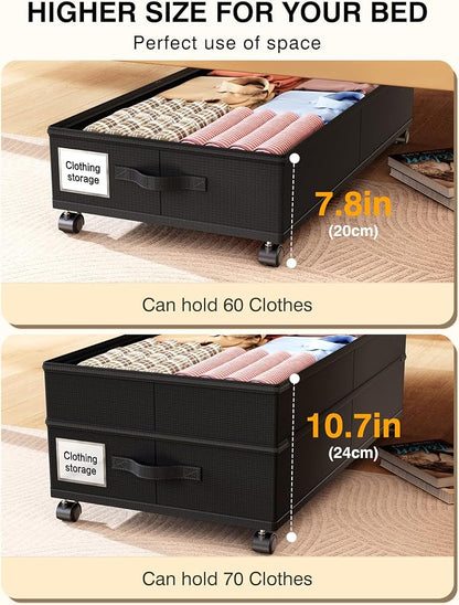 Under Bed Storage with Wheels, 7.5-10.6 inchTall Adjustable Storage - Image 4