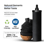 0.26 Gallon 304 Grade Stainless Steel Gravity Water Filter with 1 NSF Certified Smart Carbon Filter, Enjoy Potable Water While Camping, RVing, Off-Grid, Emergencies, Every Day at Home