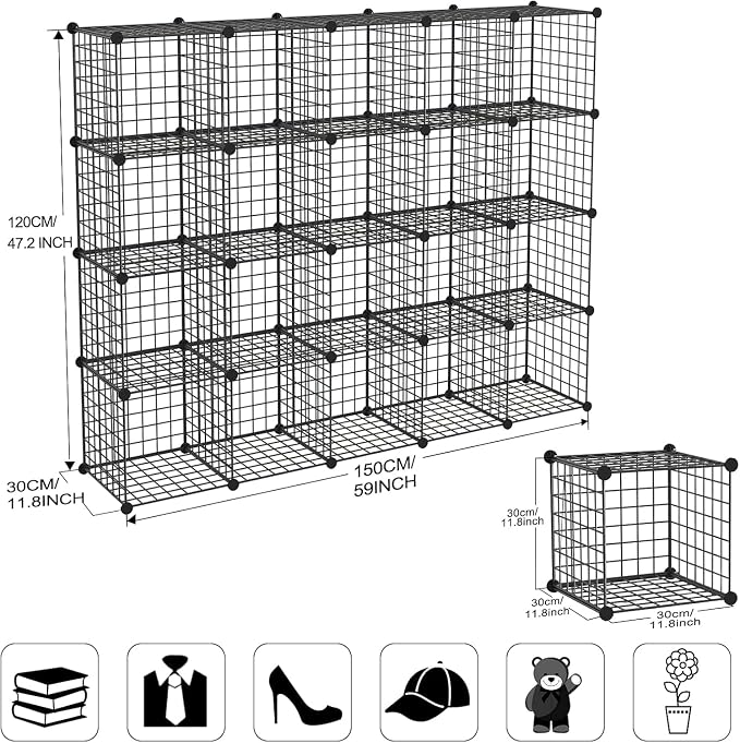 TUMUCUTE Wire Storage Cubes, Metal Storage Shelves Bookshelf, Stackable Modular - Image 3