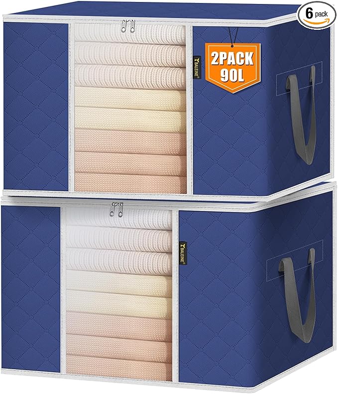 BALEINE 2 Pack Clothes Storage Bags, 24 Gallon Storage Containers by BALEINE