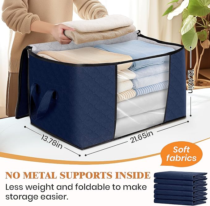 Fab totes Storage Bags, Clothes Blanket Storage Bins Foldable Closet Organizers - Image 2