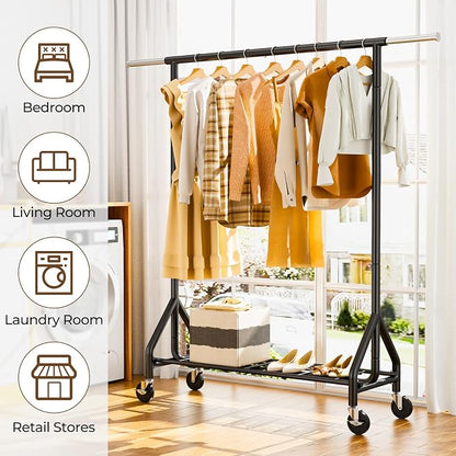 Heavy Duty Clothes Rack Load 450 LBS, Metal Garment Rack, Standing Rolling - Image 7