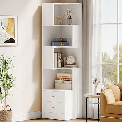 IRONCK Corner Bookshelf, 70.87" Tall Corner Bookcase by IRONCK