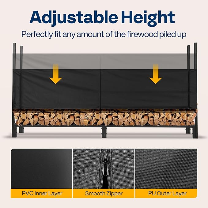 VIVOHOME Upgraded Heavy Duty 8 ft 1/2 Cord Firewood Rack Outdoor - Image 4
