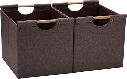 HOONEX Large Collapsible Storage Bins, Linen Fabric, 2 Pack, Storage Baskets by HOONEX