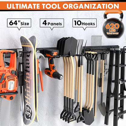 64 Inches Garage Storage, Garage Organization, Wall Mount Garden Tool Organizer - Image 5