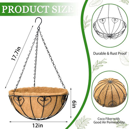 Hanging Planters for Outdoor Plants 4 Pack 12 inch Metal Hanging Flower Basket - Image 6