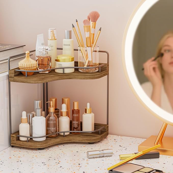 2-Tier Corner Bathroom Counter Organizer - Image 2