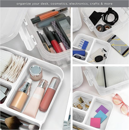 Simplify 5 Compartment Gift Supply Storage Box | 2 Tier Box | Red | Clear Top - Image 3