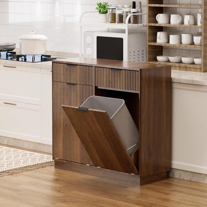 Double Tilt-Out Trash Cabinet, Laundry Hamper Cabinet - Image 6