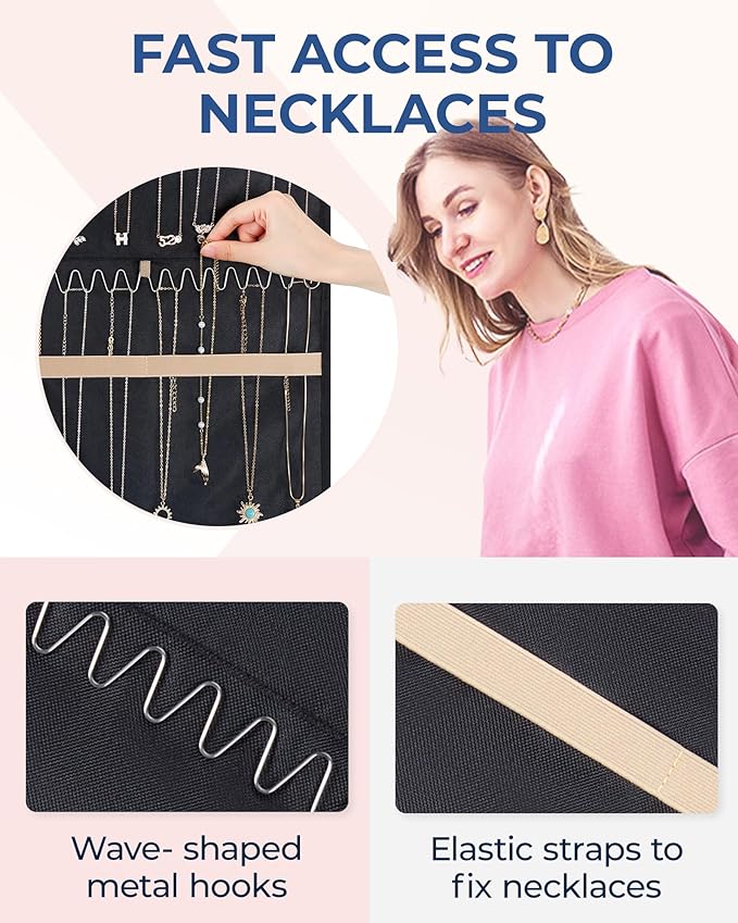 BAGSMART Hanging Necklaces Organizer Jewelry Holder Storage Roll - Image 2
