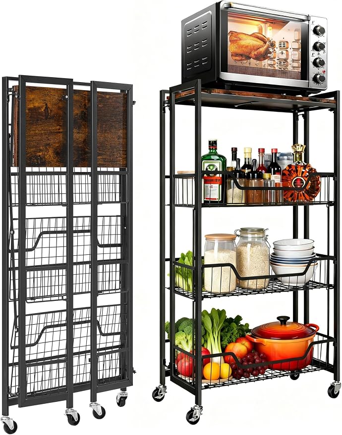 PeakPursuit Large 4-Tier Collapsible Wooden Storage Shelf – Heavy Duty 100 lbs - Image 2