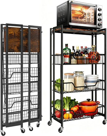 PeakPursuit Large 4-Tier Collapsible Wooden Storage Shelf – Heavy Duty 100 lbs - Image 2