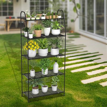 VyGrow 5 Tier Plant Stand Indoor Outdoor, Heavy Duty Plant Shelf, Metal Mesh - Image 4