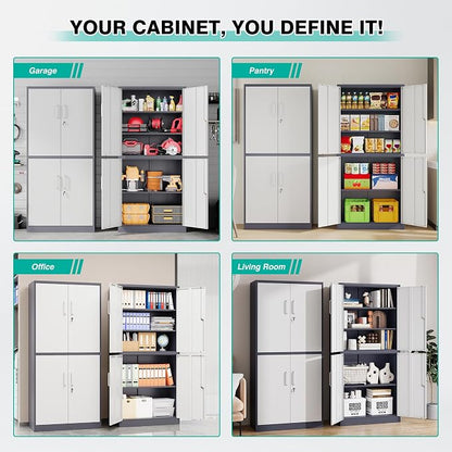 Metal Storage Cabinets with Doors and Shelves, Tall Storage Cabinets with Lock - Image 4