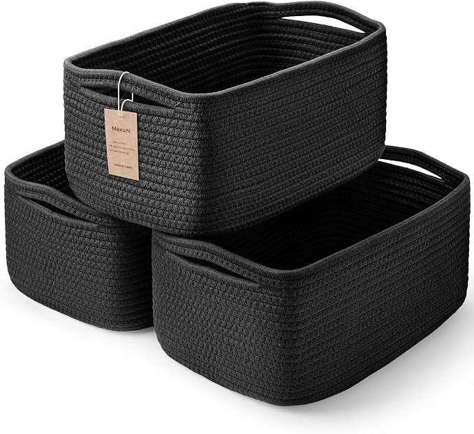 3-Pack Small Storage Baskets for Organizing | Woven Shelf Toy Basket | Rope by MaxuniTechLife