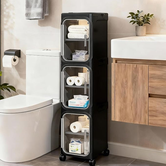 3-Tier Narrow Slim Bathroom Storage Cabinet by Lifelongpal