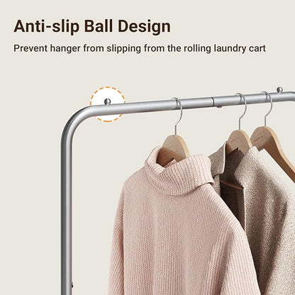 ELYKEN Laundry Cart with Hanging Rack, Rolling Laundry Hamper with Wheels - Image 4