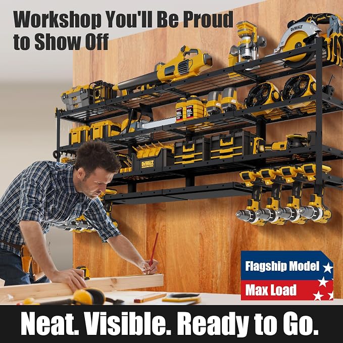 XLarge 64''W Power Tool Organizer Wall Mount | Modular&Corner-Fit 820lbs Garage - Image 7