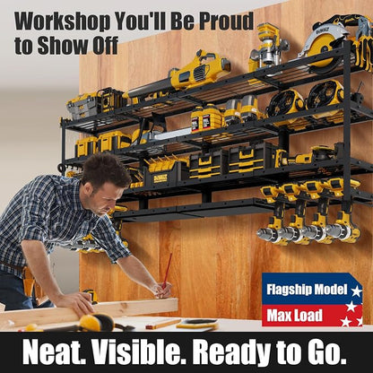 XLarge 64''W Power Tool Organizer Wall Mount | Modular&Corner-Fit 820lbs Garage - Image 7