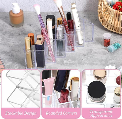 4 Pcs Lipstick Holder Organizer 16 Spaces Acrylic Stackable Fish Shape Lipstick - Image 3