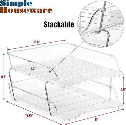 Simple Houseware 2-Tier Clear Stackable Letter Tray Organizer – Desktop File - Image 5