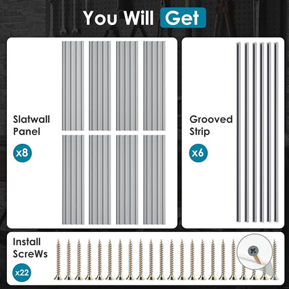 Braki PVC Slat Wall Paneling 4x8 ft, Garage Organizer Storage System, Heavy - Image 3