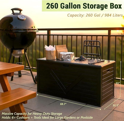 Outdoor Storage Box, 260 Gallon Deck Box Outdoor Storage Bench Outside - Image 5