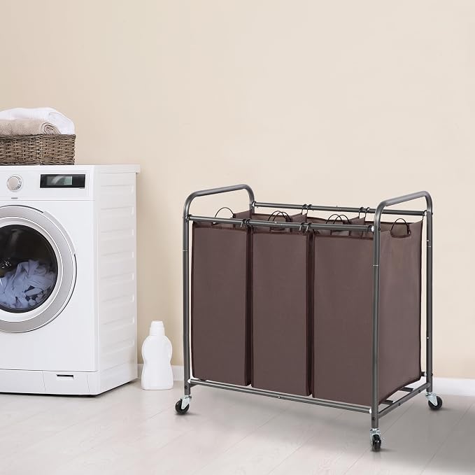 STORAGE MANIAC 3 Section Laundry Sorter, 35.9 Gal Laundry Hamper Cart - Image 8