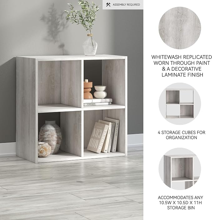 Signature Design by Ashley Paxberry Coastal 4 Cube Storage Organizer or Bookcase - Image 4