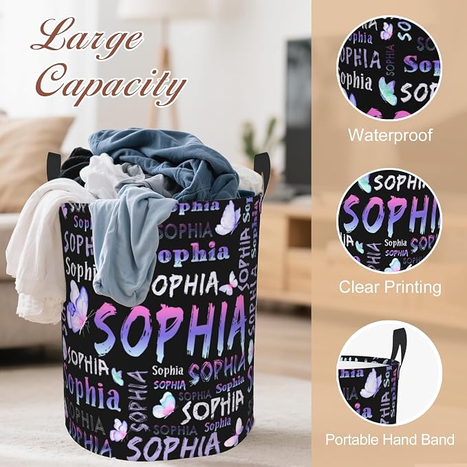 Custom Name Laundry Hamper, Personalized Laundry Basket - Image 4