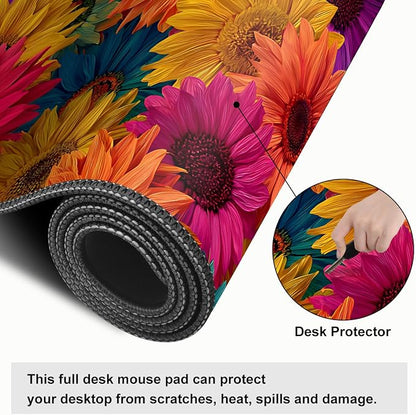 Colorful Floral Mouse Pad – Large Extended Desk Mat 31.5 x 11.8 in– Bright - Image 4