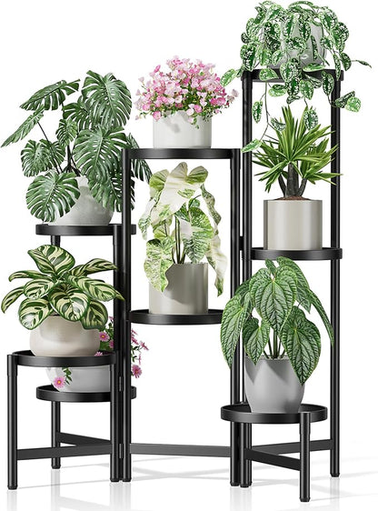 Black Stand Plants, Metal Tiered Plant Stands Indoor, 8 Tier Corner Flodable by Unknown
